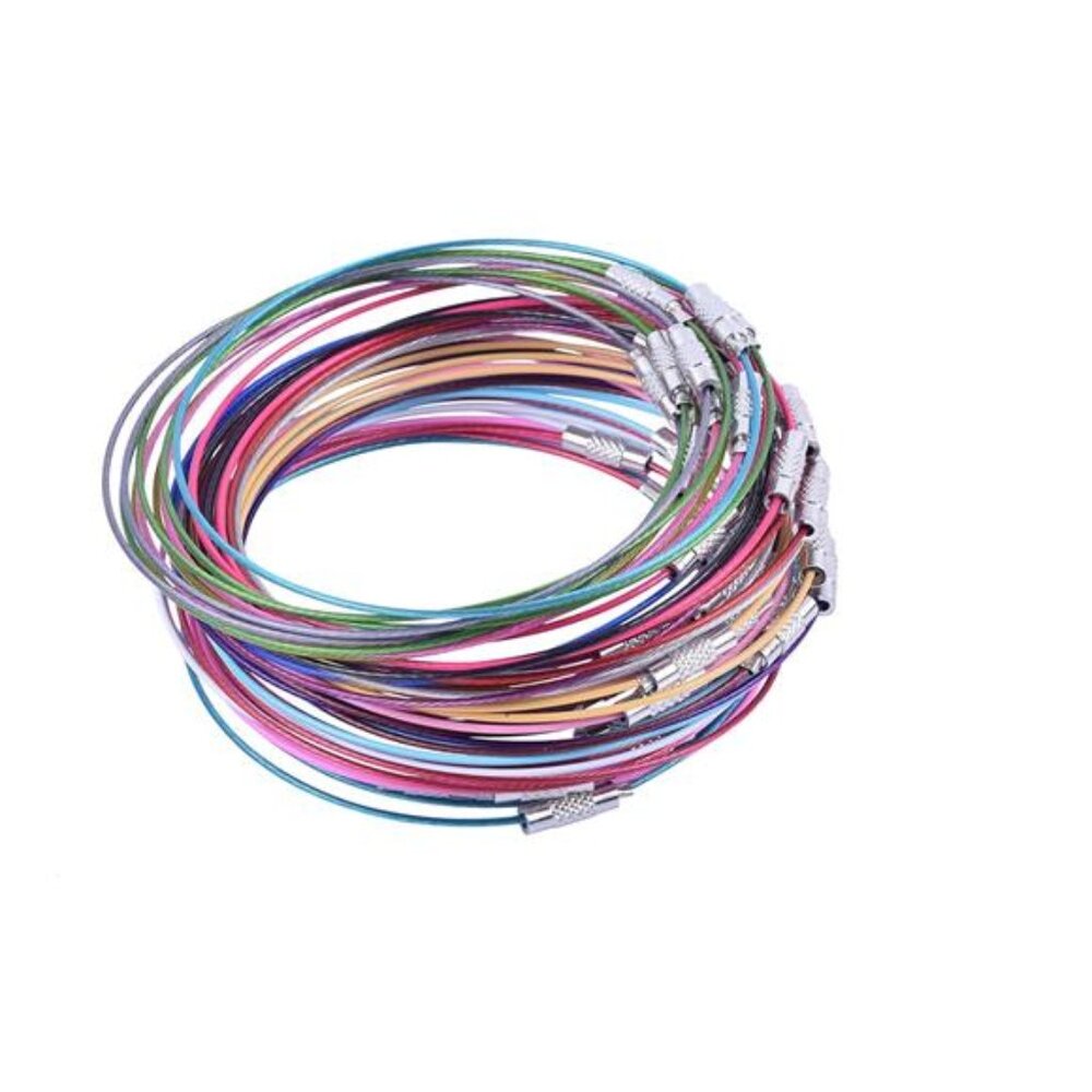 KONMAY Adjustable Wire Bracelets, 50pcs 9.6'' Mixed Stainless Steel Bracelet